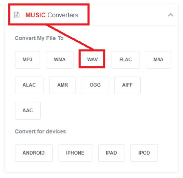 CAF WAV FreeconvertWAVを選択