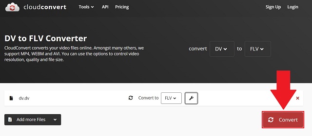 CloudConvertDVからFLVに今すぐ変換