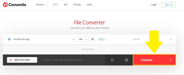 Convertio3GPからFLVに今すぐファイルを変換
