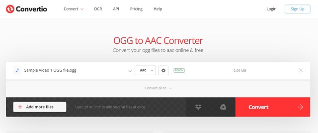 Convertio Tukar OGG Kepada AAC