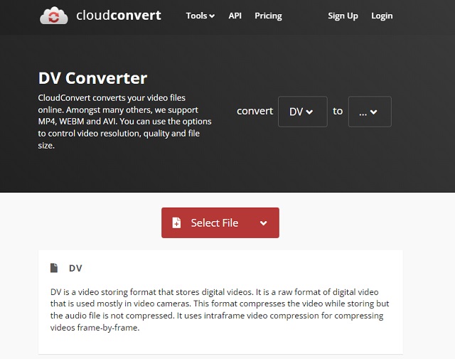 DV AVI Cloud Convert File