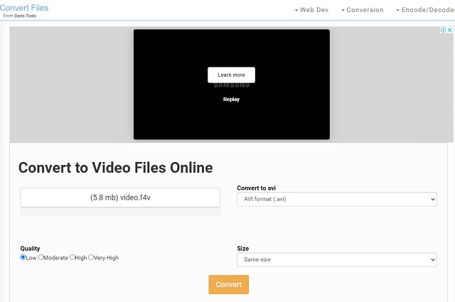 F4V AVI Online Konverter filer