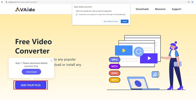 無料のAVAideアプリを起動