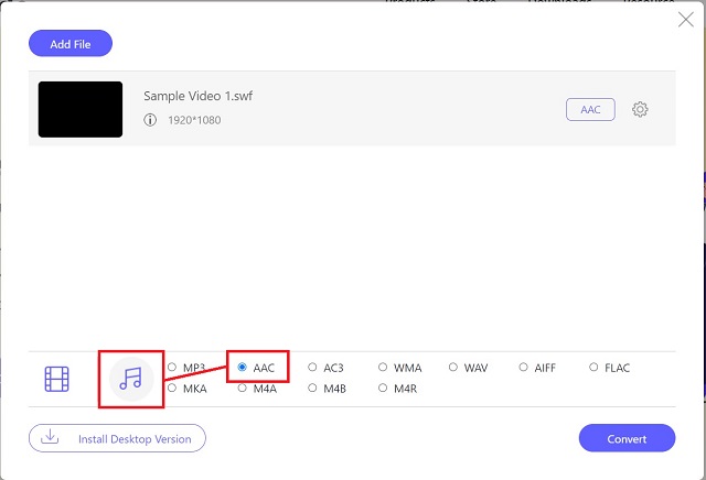 Format Set AVAide SWF Ke AAC Gratis