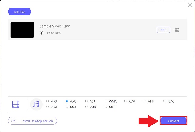 Gratis AVAide SWF Ke AAC Mulai Konversi