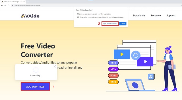 無料のAVAideWMAからAACへの公式ページへのアクセス