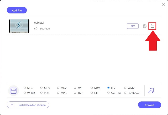 無料のAVAideXVIDからFLVに変換されたファイル