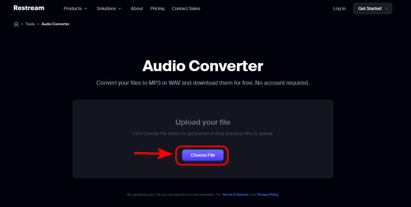 ไปที่โปรแกรมแปลงไฟล์เสียง แล้วแตะ เลือกไฟล์