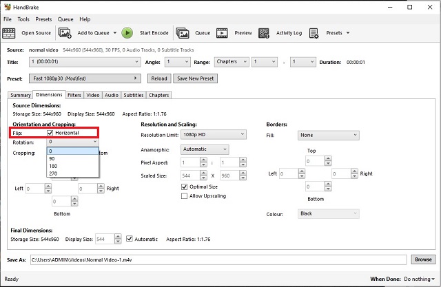 Video lật HandBrake