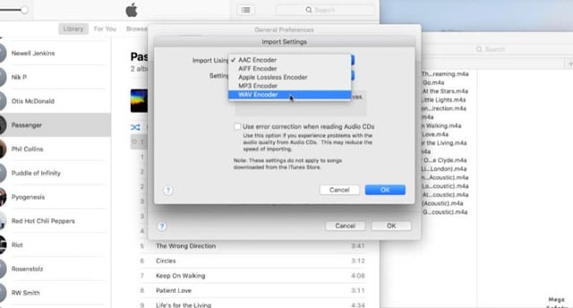 Antarmuka iTunes Konversikan ke WAV