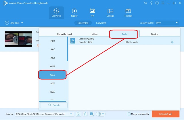 M4V WAV AVAide Change Format