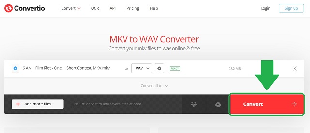 MKV WAV Démarrer la conversion