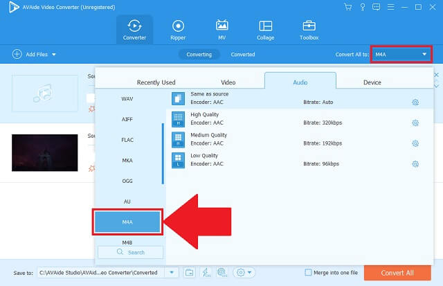 Format Perubahan MOV M4A AVAide