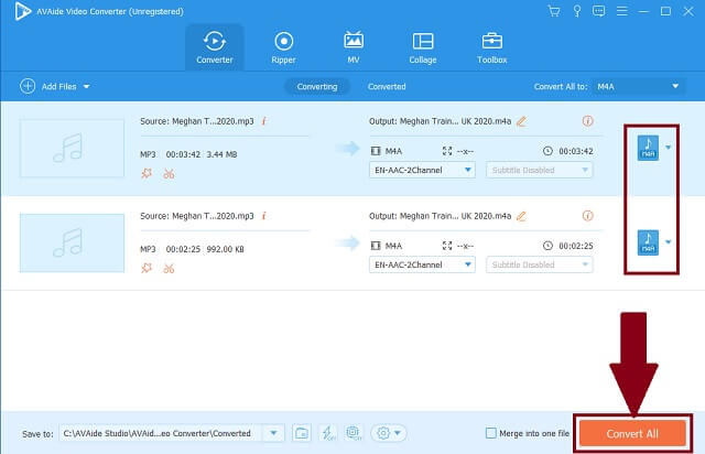 Processo de início do MP3 M4A AVAide