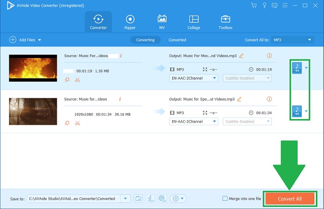 MPEG MP3 AVIDE Convertir des fichiers