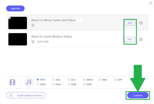 Convertir MPEG MP3 AVide