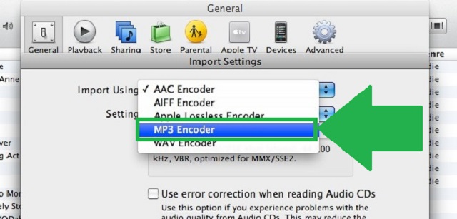 MPEG MP3 iTunes Regola il formato