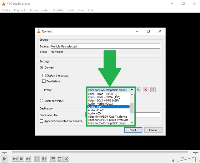 Format de changement MPEG VLC