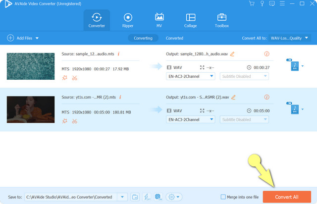 Convertir archivo MTS WAV