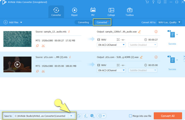 Archivo convertido MTS WAV