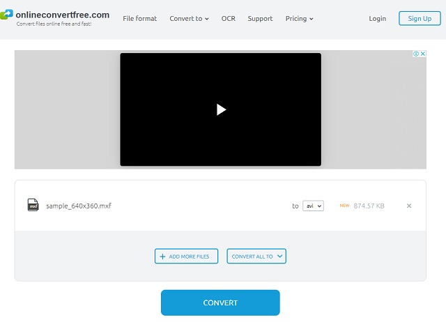 MXF AVI Online ConverterenGratis