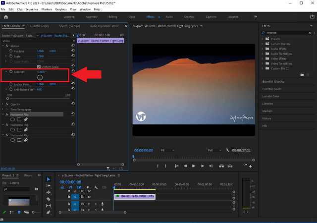 Premiere Rotate 180 Degrees