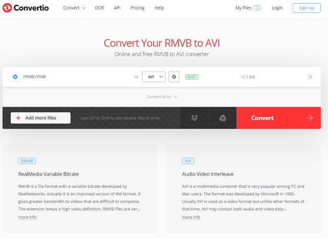 ไฟล์ RMVB AVI Convertio