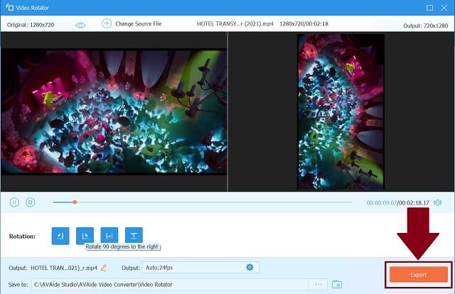 סובב Video AVAide Export
