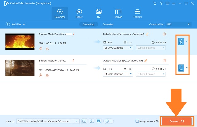 SWF MP3 AVAide Start converteren