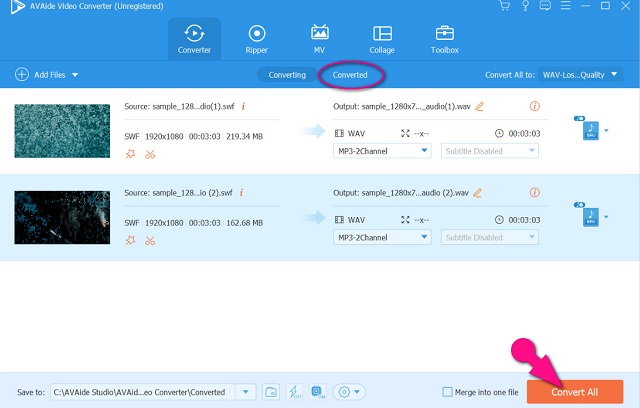 File di conversione WAV SWF