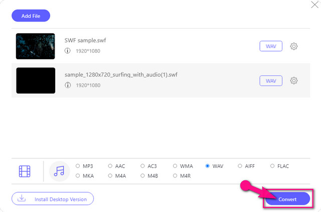 SWF WAV Online Muunna tiedosto