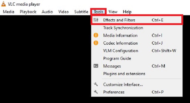 VLC-Computereffekt und -Filter