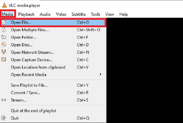 برنامج VLC Media Open File