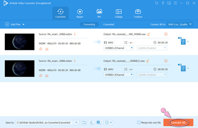 Fichier de conversion WebM WAV