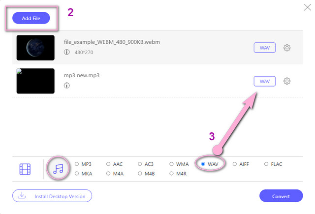 WebM WAV Online Upload File