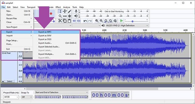 Conversión Audacity WMA MP3