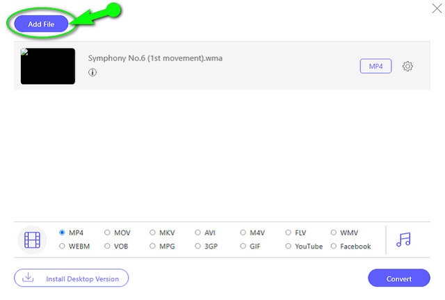 WMA WAV in linea Aggiungi file