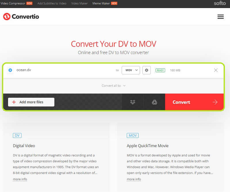 DV MOV Convertio कनवर्ट किया गया