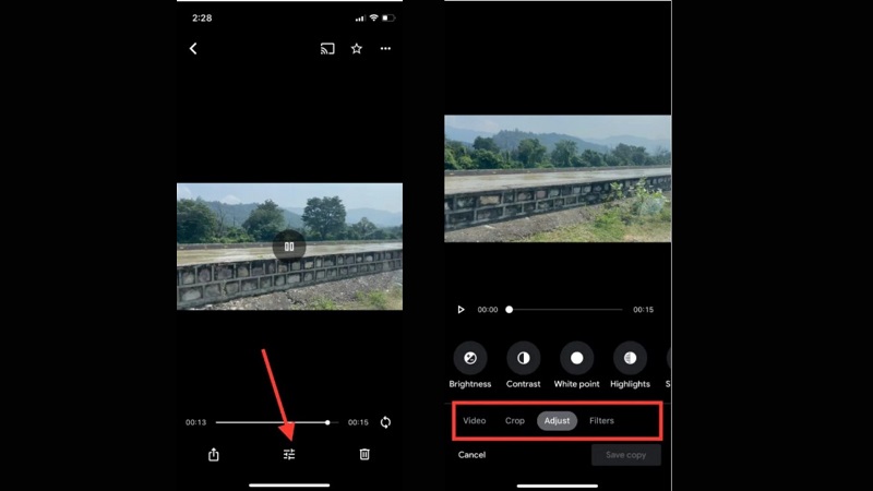 Google Foto Beskjær video iMovie-trinn