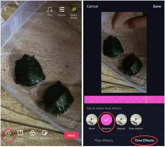 Tiktok Video afspelen in omgekeerde richting