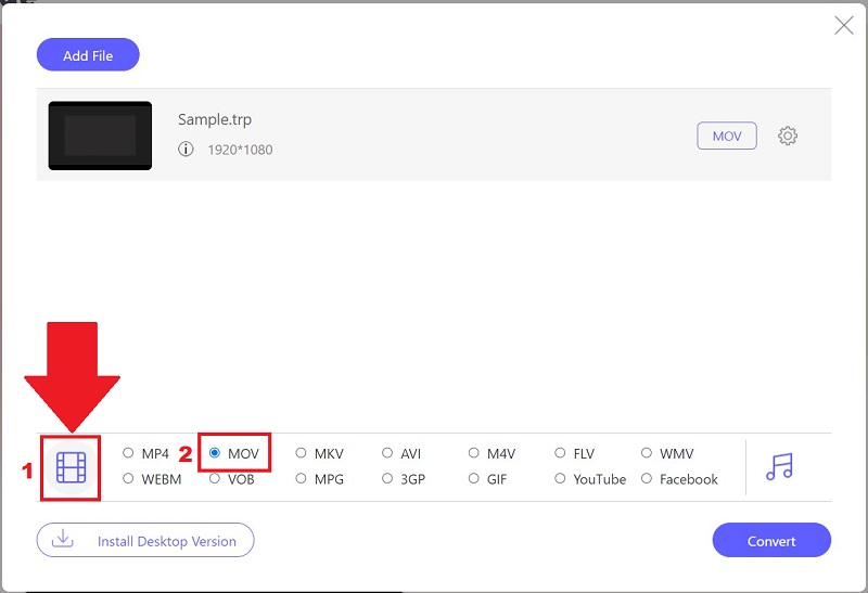 TRP Ke MOV Pilih Format yang Diinginkan