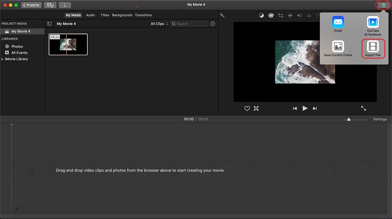 Recortar video en Square iMovie Guardar