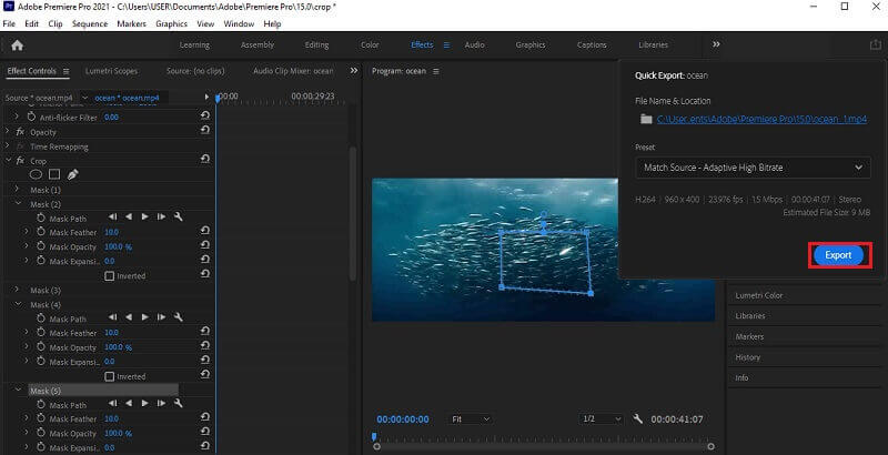 Crop Video To Square Premiere Export