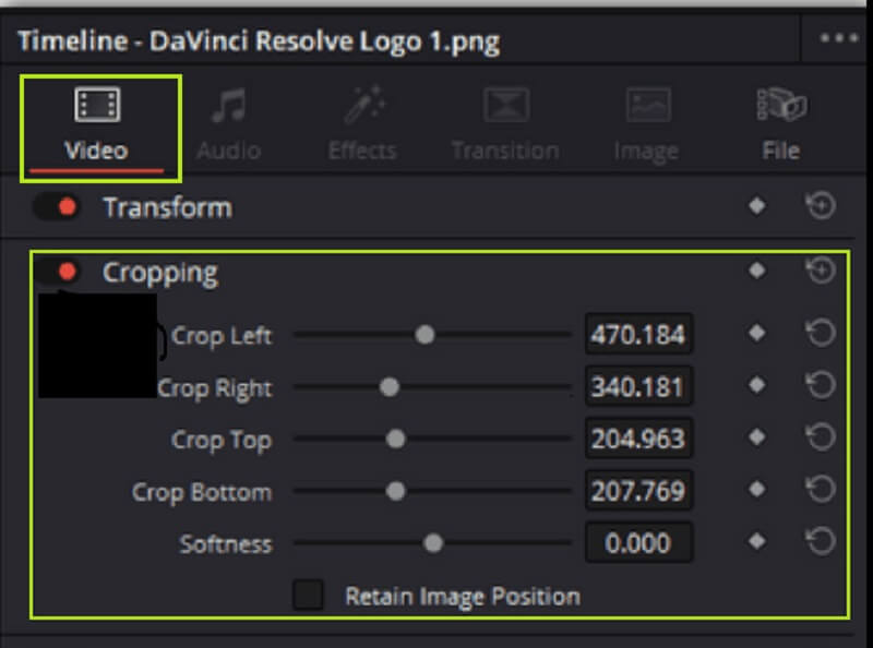 DaVimci Resolve Crop Video zuschneiden