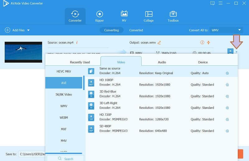 FFmpeg Pangkas Video AVAide Simpan