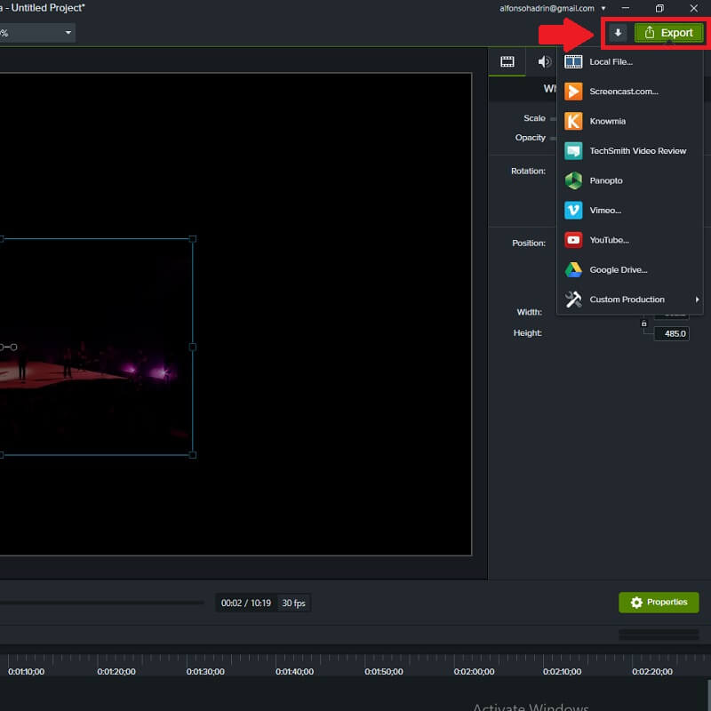 Camtasia Nouvelle exportation