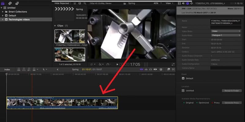 Final Cut pro Seret