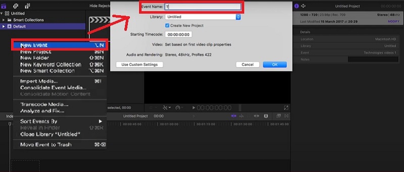 Final Cut Pro-start