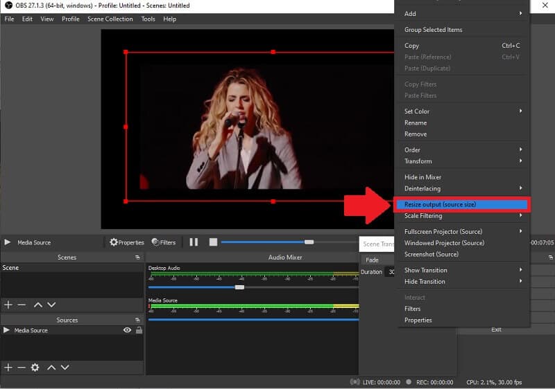 OBS Crop Video Resize