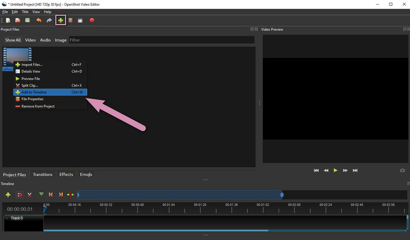 การนำเข้าวิดีโอครอบตัด OpenShot